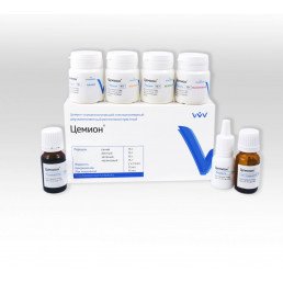 Цемион  набор Цветной  (15 г*4 +13 мл*2 + 15 мл*2) Стеклоиономерный цемент для реставрации молочных зубов, ВладМиВа