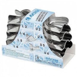 Ложка слеп. Желез. НЕ перф. с бортиками  НАБОР (В*4 шт, Н*4 шт) ASA Dental