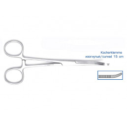 20-34 Зажим изогнутый 15см, Kocherklemme хирургический с зубчиками