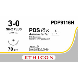 ПДС II №3 PDP9116H (36шт) фиолет., 70см, кол, 20мм, 1/2 ETHICON (PDS II)