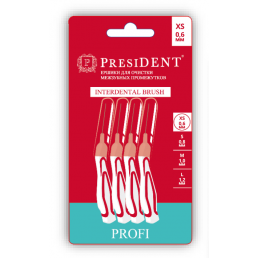 Ершики межзубные PRESIDENT PROFI Размер XS 0,6 мм (4 шт) PRESIDENT