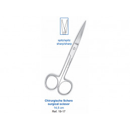19-17 Ножницы хирургические, острый, 145 мм