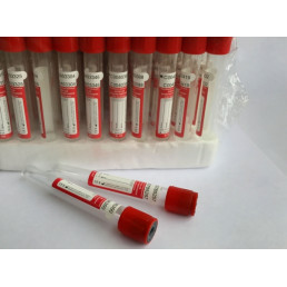 Пробирка (100шт/9 мл; 16*100; пластик) красный, вакуумная с активатором свертывания для сыворотки, Apexlab