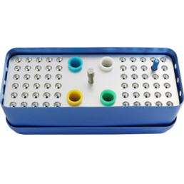 Эндобокс металл, автоклавир., Синий, 60 отверстий+4 отверстия для пинов