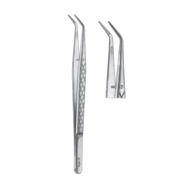 Пинцет стоматологический изогнутый College с насечками, диагональ, 15,0см, AGILE