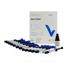 ДентЛайт Профессиональный набор (12 шпр*4,5 г+ 1шпр*2г + 5мл Адгезив + 3мл Трав. Гель) Комплект пломбировочного композитного микрогибридного материала светового отверждения, ВладМиВа