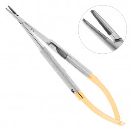 40-96D Иглодержатель микрохирургический изогнутый Micro-Nadelhalter, 18,0 см, C алмазным напылением