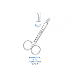 19-20 Ножницы коронковые изогнутые, 100 мм, зубчатые