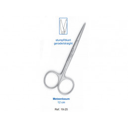 19-25 Ножницы хирургические прямые Metzenbaum, 120 мм, тупой кончик