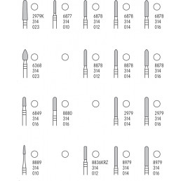 Набор для препарирования под керамическую коронку доктора Евгения Рыбалка (17 боров+подставка) Komet Dental 