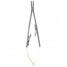 07-245 Иглодержатель микрохирургический изогнутый Castroviejo, 140 мм, карбид-вольфрамовые вставки (1шт) AGILE