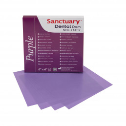 Листы для коффердам БЕЗ Латекса, Фиолетовые средние, Sanctuary (15 шт) аромат Мяты +Шаблон
