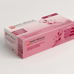 Перчатки нитрил, 100шт, Голубые Basic Soft M (7-8)