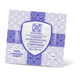 Салфетка антисептическая спиртовая, 60х100 мм (15 шт) Асептика