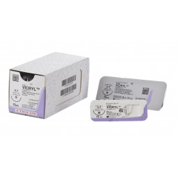 Викрил №1 W9231 (12шт) фиолет., 75см, кол. усиленная, 40мм, 1/2. ETHICON