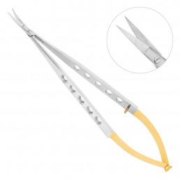 19-23B Ножницы микрохирургические изогнутые ТС, 170 мм, карбид-вольфрамовые вставки