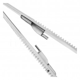 20-28 Иглодержатель микрохирургический прямой Castroviejo TC, 140 мм, карбид-вольфрамовые вставки