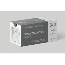 Полиглактин №5 (12шт) фиолет., 70см, кол 15мм, 1/2. ZELTA