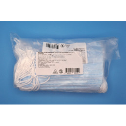 Маски одноразовые на резинках 3-слойные голубые (50 шт) NOVIMED (в п/э)