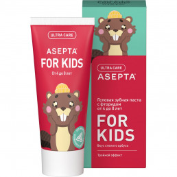 Зубная паста детская АСЕПТА® KIDS 4-8 Тройной эффект, Спелый арбуз (50 мл), ASEPTA