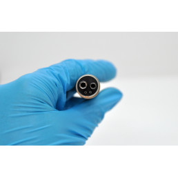 Наконечник турбинный HELICA с 45-градусной головкой, кнопочный, с подсветкой, титановое напыление, 3-точечный спрей, 4-канальный