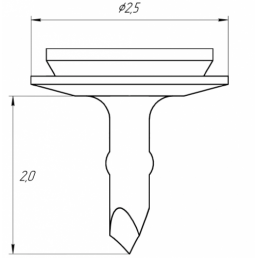 PSu-01-20/15 Титановые пины (длина 2,0мм, ширина шляпки 2,5мм) (15 шт/уп)  EndoCarbon