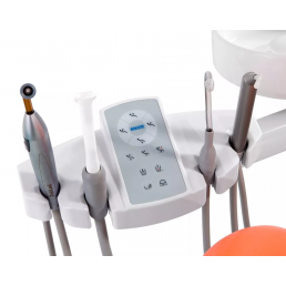 Стоматологическая установка S30 с верхней подачей инструментов, сенсорной панелью управления, стационарным гидроблоком (цвет синий), SIGER