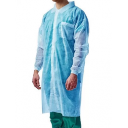 Халат процедурный НЕ стерильный, Белый на 4 кнопках 110см (10шт) (110 см, размер XL, рукав на резинке, плотность 20 г/кв.м.) EleGreen
