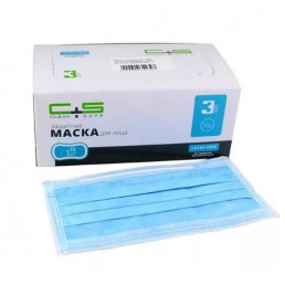 Маски на резинках Голубые (50шт) CLEAN+SAFE, 3-х сл (КлинСейф)