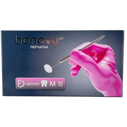 Перчатки нитрил, 100шт, Розовые BENOVY M(7-8) 