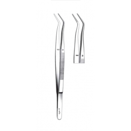 Пинцет стоматологический с двойным изгибом Meriam с насечками, 15,0см, AGILE