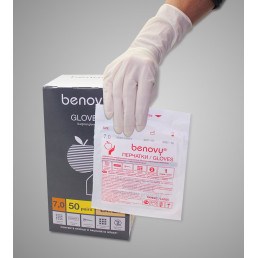 Перчатки латекс стерил Хир.  размер 6.5 (S-M) (1 пара) Benovy