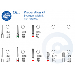 Набор для препарирования доктора Артема Олексика (8 боров+подставка) Komet Dental 