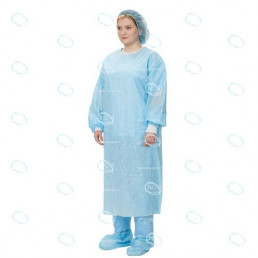 Халат хирургический стерильный НОВИСЕТ, Голубой (140см, размер ХХL-56-58, рукав на манжете, плотность 42гр/кв.м.)(1шт)