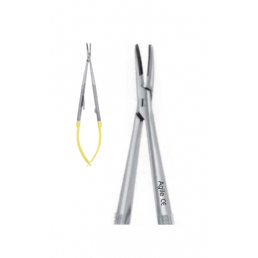 07-251 Иглодержатель микрохирургический изогнутый Barraquer, 140 мм, карбид-вольфрамовые вставки (1шт) AGILE