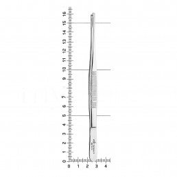 22-12 Пинцет шовный прямой, боковое окно, 15,0 см
