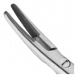 40-46 Иглодержатель микрохирургический изогнутый Micro-Nadelhalter TC, 180 мм, карбид-вольфрамовые вставки