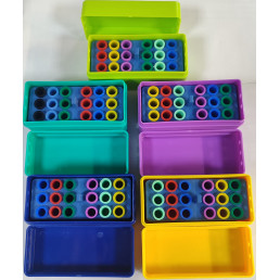 Подставка под Файлы/Штифты, пластик, автоклавируемые (18 гнезд, цветокод.,-мягкие) Бирюзовый