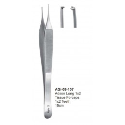 09-107 PRO Пинцет хирургический с зубцами (1к2) Adson, 15,0см, AGILE