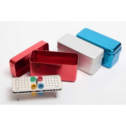 Эндобокс металл, автоклавир., Серый, 60 отверстий+4 отверстия для пинов