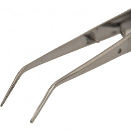 Пинцет изогнутый с зажимом Con Blocaggio, 15,0см, AGILE