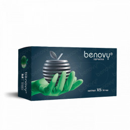 Перчатки нитрил, 100шт, Зелёные Benovy XS (5-6)