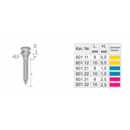 Мини-имплантат ортодонтический, D=2.0 мм, L=8 мм, H=0.5 мм (1 шт) КОНМЕТ