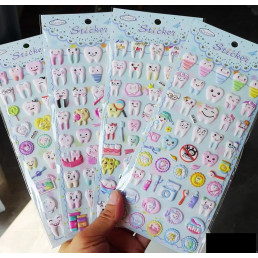 Наклейки стикеры объемные Зубик (4 листа)