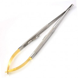 Иглодержатель микрохирургический прямой Castroviejo ТВС, 140 мм, карбид-вольфрамовые вставки, Sammar Int.