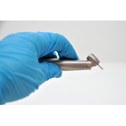 Наконечник угловой HELICA с 45-градусной головкой, 1:4.2 повышающий, кнопочный, фиброоптика, 4-точечный спрей, 6-канальный