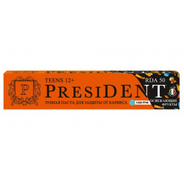 Зубная паста PRESIDENT TEENS 12 + Fresh Tropic С ФТОРОМ (70 мл) RDA 50 (Президент)