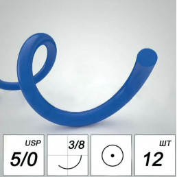 Полипропилен №5 (12шт) синяя, 75см, колющая, 17мм, 3/8 (нерассасывающийся) MZKRS