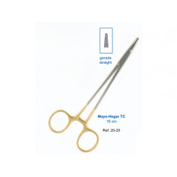 20-25 Иглодержатель хирургический прямой Mayo-Hegar TC, 160 мм, карбид-вольфрамовые вставки