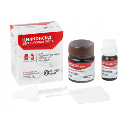 Цинкоксид Эвгеноловая паста Без формальдегида (25 г+10 мл) Для пломбирования корневых каналов, Омега-дент
